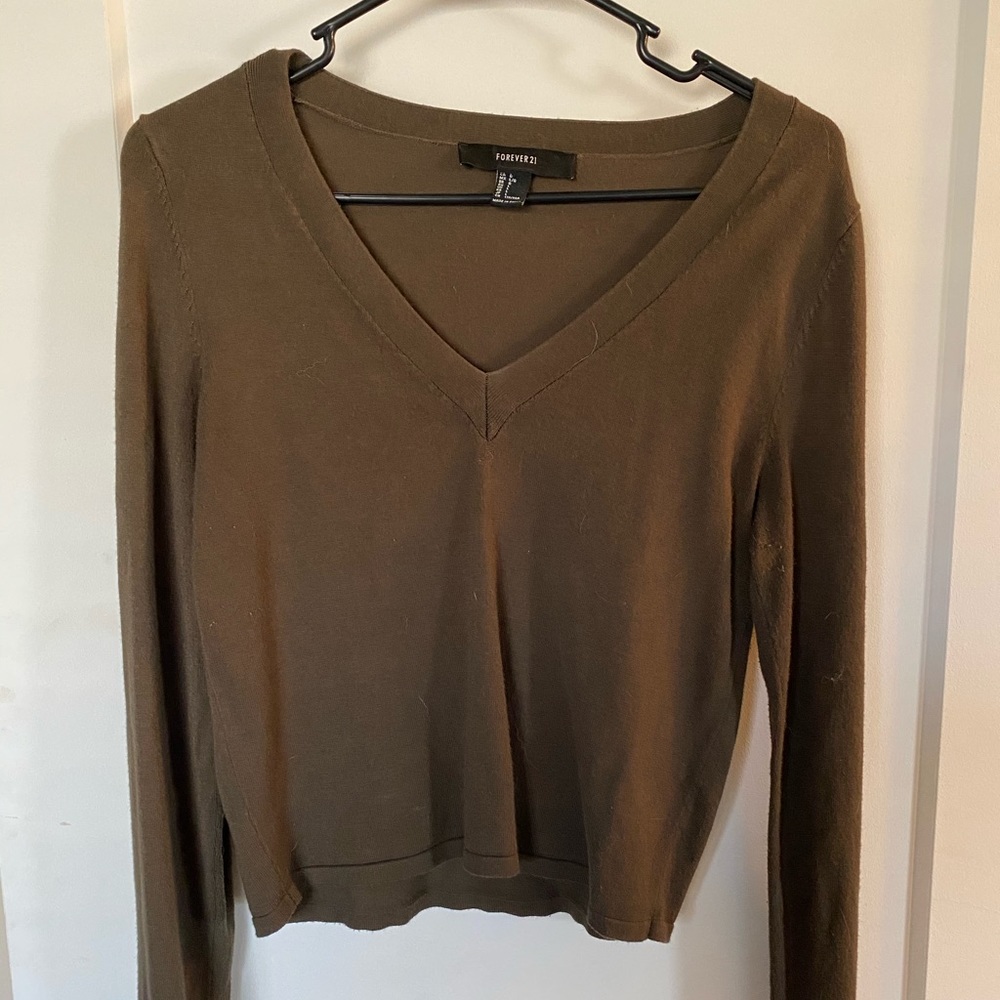 Olive Green Long Sleeve Top